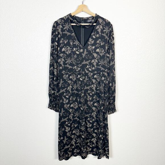 Disturbia Womens Goth Poisonous Plant Puff Sleeve Midi Dress Black Size US 12 - Picture 2 of 16